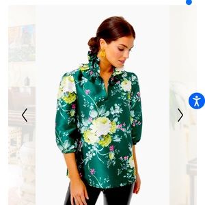 ISO Tuckernuck Floral Ruffle Bouvier Blouse MEDIUM